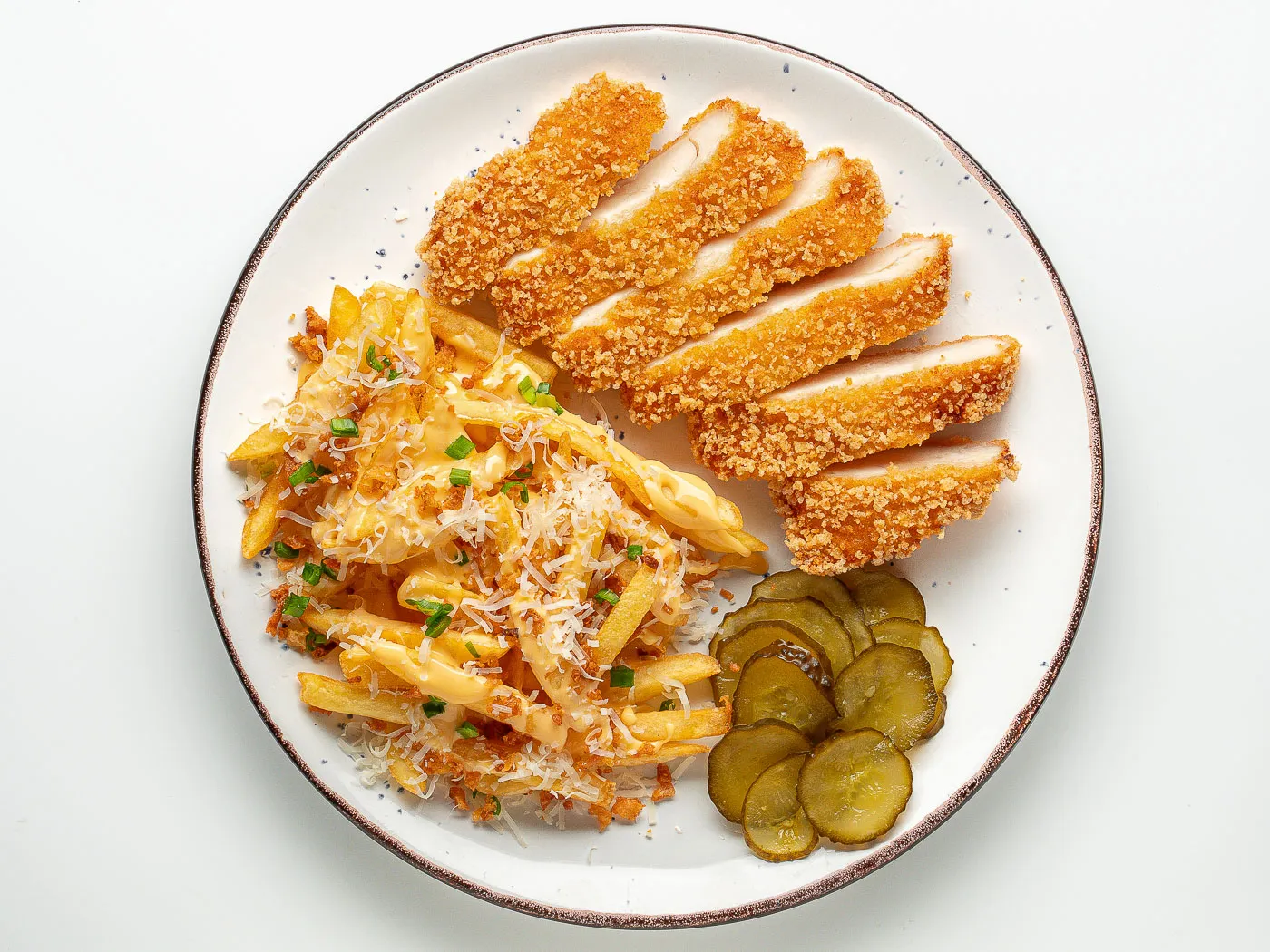 Євразія Куриный шницель с картофелем фри и сырным соусом — самовывоз, доставка