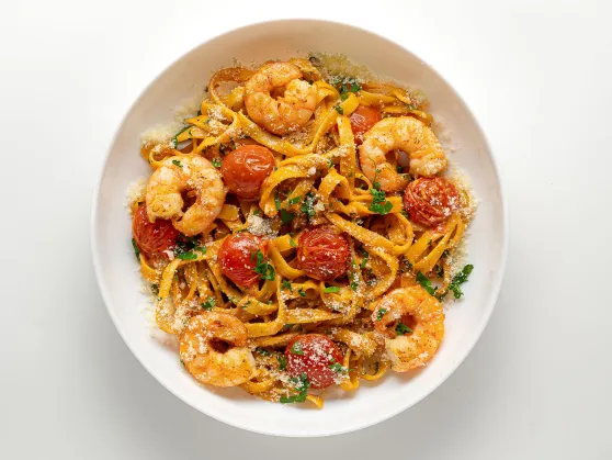 Tom Yum Pasta with Shrimp