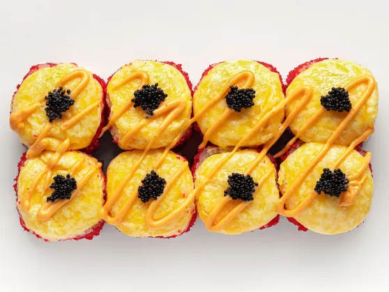 Baked roll with salmon