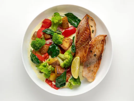 Perch Steak with Vegetable Side