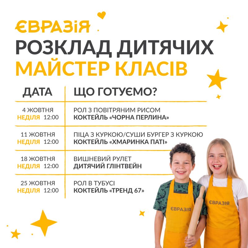 Расписание на Детский мастер класс - 1